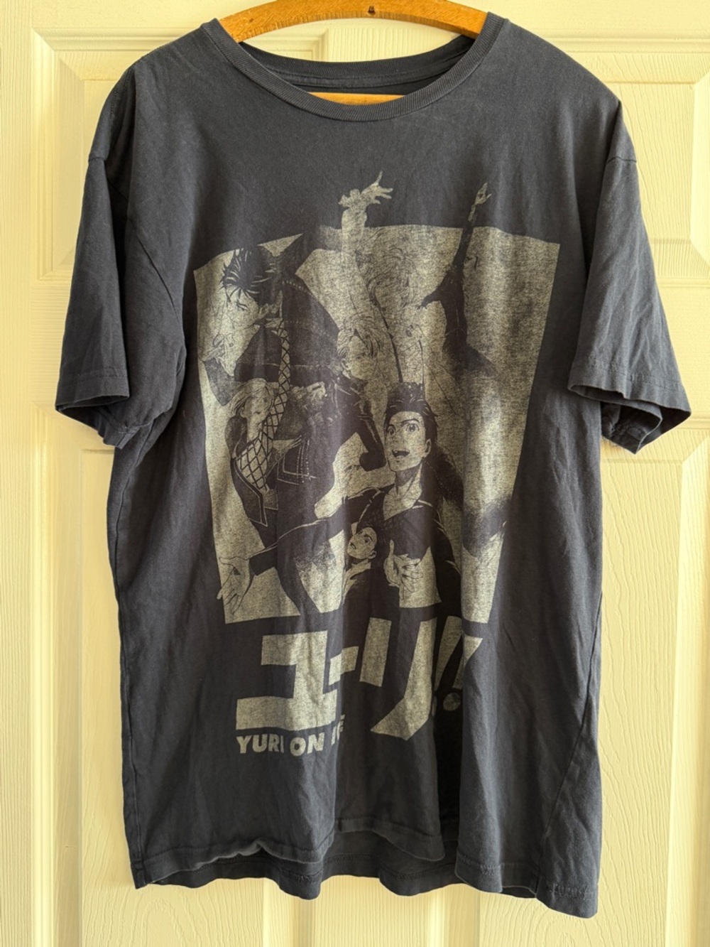 Nintendo Yuri on Ice Men’s Graphic Tee in Charcoal Black with Gray Print